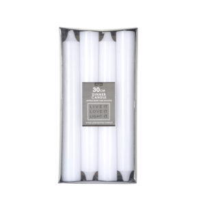 Dinner Pillar Candle 30cm 4pcs - White