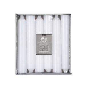 Dinner Candle 8x25cm Set of 6 -White