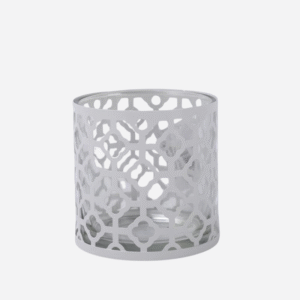 Metal Glass Candle Holder - White