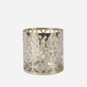 Metal Glass Candle Holder - Gold