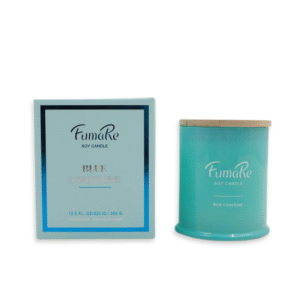 Fumare Scented Glass Candle With Nature Bamboo Lid - Blue Coastline