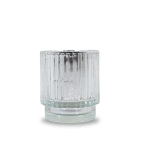 Coloured Glass Candle Holder - Silver