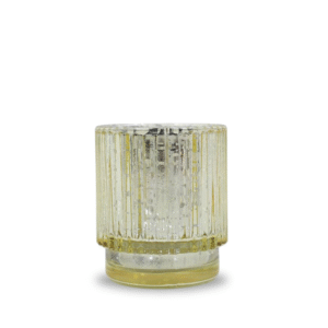 Coloured Glass Candle Holder - Gold