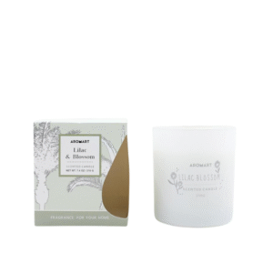 Aromart Coloured Glass Scented Candle 210g – Lilac Blossom