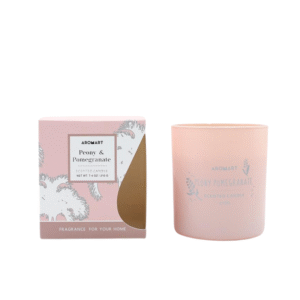 Aromart Coloured Glass Scented Candle 210g – Peony & Pomegranate