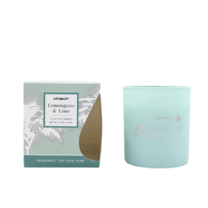 Aromart Coloured Glass Scented Candle 210g – Lemongrass & Lime