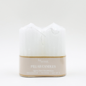 By Scents 7x15 cm Pillar Candle Set of 2 White