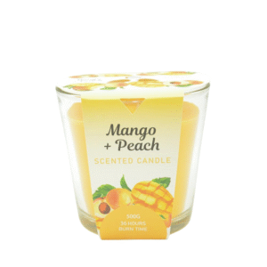 Aromart Glass Scented Candle – Mango & Peach